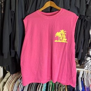 Pink and yellow muscle tank top men's size xl